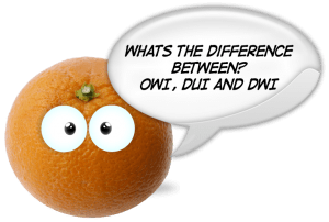 Difference between OWI, DUI and DWI